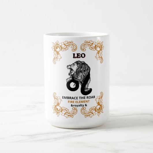 Löwe Zodiac Königlichkeit | Umarme das Feuer Eleme Kaffeetasse (Mittel)