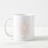 Löwe-Zodiac Line Art Weiß-Pfirsich Kaffeetasse (Links)