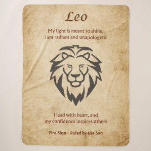 Löwe-Zodiac mit selbstbewussten Affirmationen  Sherpadecke