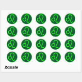 Löwe-Zodiac-Symbol grüner Kontrast Runder Aufkleber (Blatt)