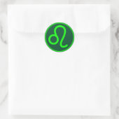 Löwe-Zodiac-Symbol grüner Kontrast Runder Aufkleber (Tasche)