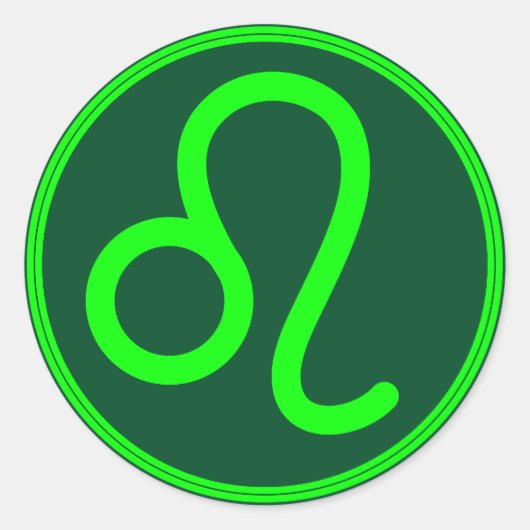 Löwe-Zodiac-Symbol grüner Kontrast Runder Aufkleber (Vorderseite)