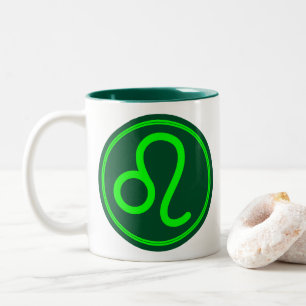 Löwe-Zodiac-Symbol grüner Kontrast Zweifarbige Tasse