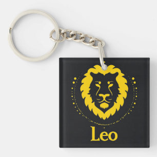 Löwe-Zodiac-Symbol mit auffälligem goldenem Löwenk Schlüsselanhänger