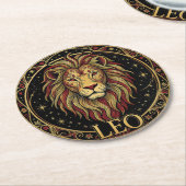 Löwe Zodiac Symbol Runder Pappuntersetzer (Angewinkelt)