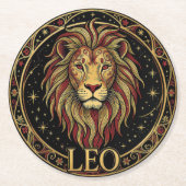 Löwe Zodiac Symbol Runder Pappuntersetzer (Vorderseite)