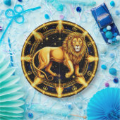 Löwe-Zodiac-Symbol über himmlischem Sternenhinterg Pappteller (Party)