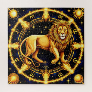 Löwe-Zodiac-Symbol über sternklarem Hintergrund Puzzle