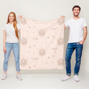 Löwe-Zodiak-Muster in Braun und Burgund Fleecedecke