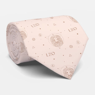 Löwe-Zodiak-Muster in Braun und Burgund Krawatte