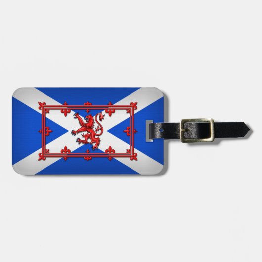 Löwe zügellos auf schottischer Flagge Gepäckanhänger (Vorderseite horizontal)