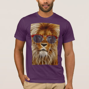 Löwekönig Katzen-Fraktalt-shirts des Hipsters de T-Shirt