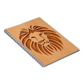 Löwekopf graviert auf hölzernem Entwurf Notizblock (Rechte Seite)