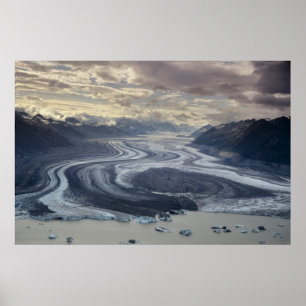 Lowell Glacier flows into the Alsek River in Poster