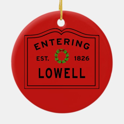 Lowell, MA Holiday Wreath Keramik Ornament (Hinten)