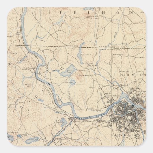 Lowell, Massachusetts Quadratischer Aufkleber (Vorderseite)