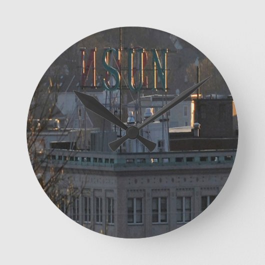 LOWELL SUN GEBÄUDE RUNDE WANDUHR (Vorderseite)