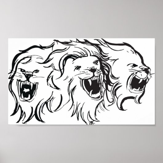 Löwen an der Wand Poster (Vorne)