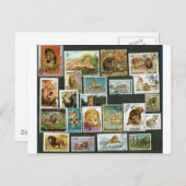 Löwen auf Briefmarke Postkarte (Vorne/Hinten)