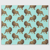 Löwen Blau und Gold Geschenkpapier (Flach)