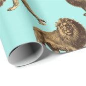 Löwen Blau und Gold Geschenkpapier (Rolleneckpunkt)