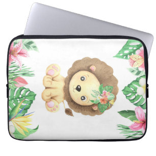 Löwen-Blumen-Aquarell Laptopschutzhülle