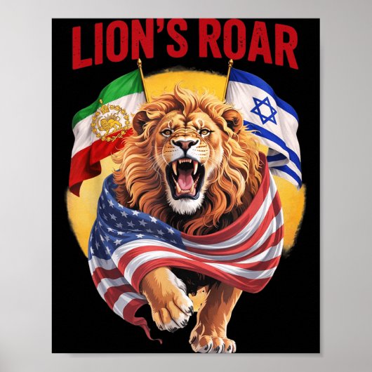 Löwen brüllen lustige Flagge Poster (Vorne)