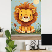 Löwen-Comic-Wandbild für Kinderzimmer Poster (Heimbüro)