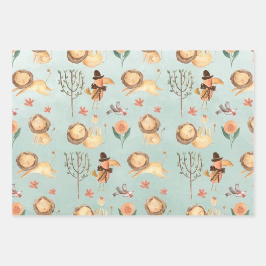 Löwen, die die Welt entdecken Geschenkpapier Set (Vorderseite 2)