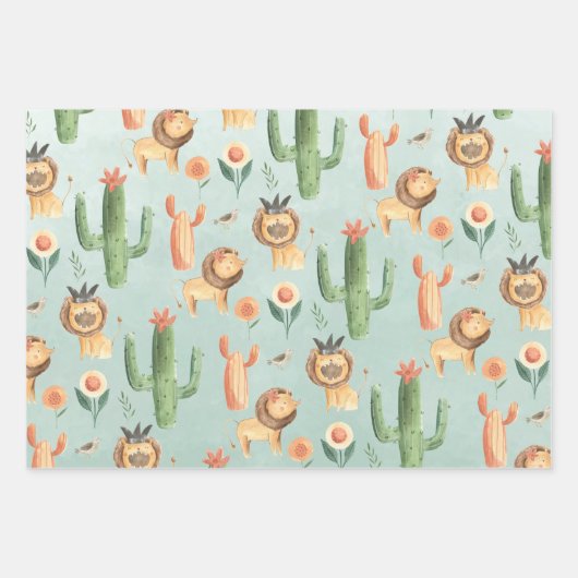 Löwen, die die Welt entdecken Geschenkpapier Set (Vorderseite)