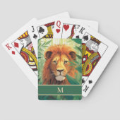 Löwen-Dschungel-Malerei-Monogramm-Initiale Spielkarten (Rückseite)