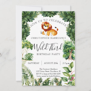 Löwen-Dschungel-Wild 3. Geburtstag Einladung