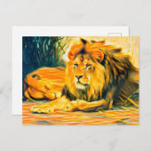 Löwen in der Erholung Postkarte (Vorne/Hinten)