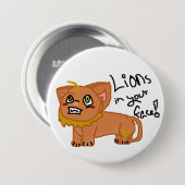 Löwen in Ihrem Gesicht! Knopf Button (Vorne & Hinten)