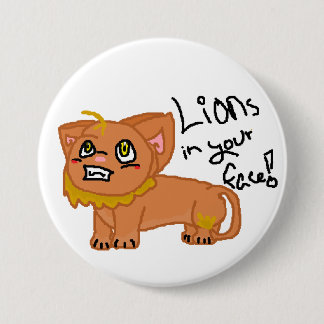Löwen in Ihrem Gesicht! Knopf Button