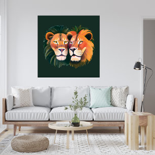 Löwen in Liebe Canvas Print Leinwanddruck