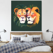 Löwen in Liebe Canvas Print Leinwanddruck (Insitu (Schlafzimmer))