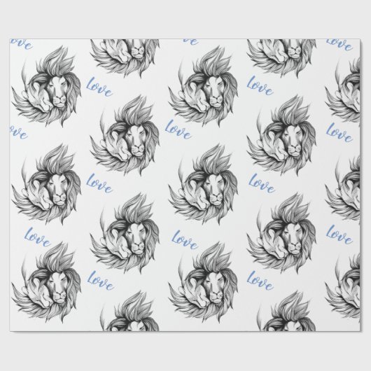 Löwen in Liebe Geschenkpapier (Flach)