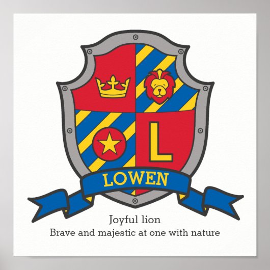 Lowen Jungs nennen Buchstaben L heraldry Kinder Poster (Vorne)