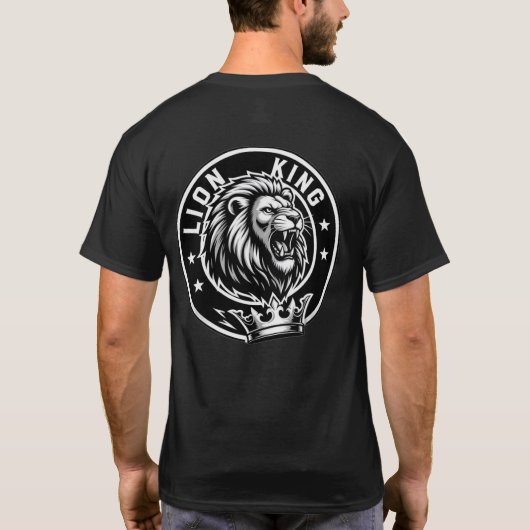 Löwen-König schwarzes T-Shirt (Rückseite)