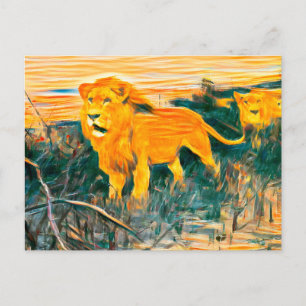 Löwen Kunst verbrannt Postkarte