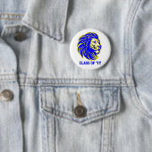 Löwen-Maskottchen Blau Gelb und Weiß Spirit-Button Button (Beispiel)
