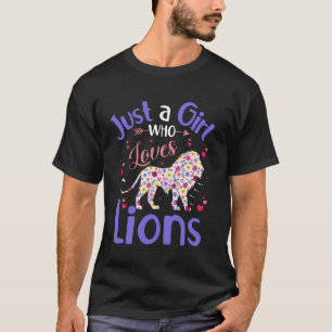Löwen mit Blumenmuster Mädchen Frauen Ein Mädchen  T-Shirt