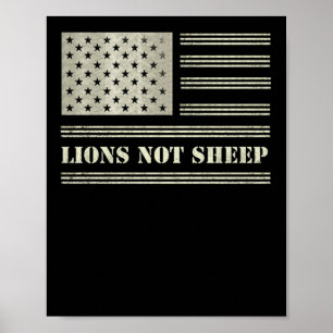 Löwen nicht Schafe USA Flag Unabhängigkeitstag Poster