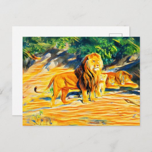 Löwen Postkarte (Vorne/Hinten)