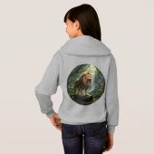 Löwen-Print Mädchen Pullover Hoodie (Schwarz voll)