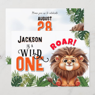 Löwen Safari Wild One Kindergeburtstagsfeier Einladung