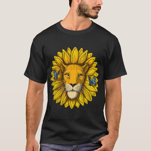 Löwen-Sonnenblume T-Shirt (Vorderseite)