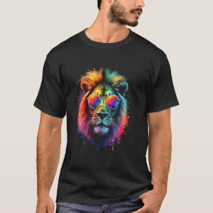Löwen-Sonnenbrillen-Kunst T-Shirt