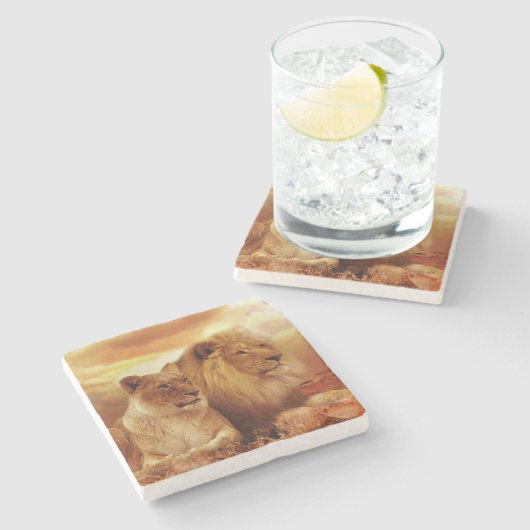 Löwen Steinuntersetzer (Seitenansicht)